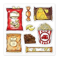 Snacks Clear Stamps Potato Chips Biscuits Chocolate Embossing Stamp Sheets Silicone Clear Stamps Seal for DIY Scrapbooking and Card Making Paper Craft Decor (Colorful)