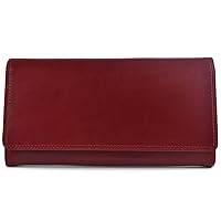Visconti Women's Top Italian Red Leather Purse By Gift Boxed Monza Collection Onesize Red
