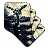 3dRose Abstracts of Aviation Propeller of an Old Aircraft Stylized Photo, Set of 8 Soft Coasters