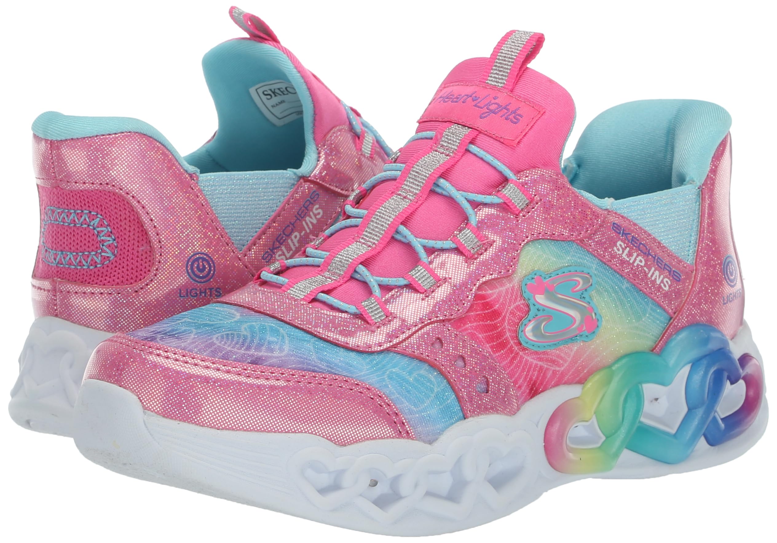 Skechers Unisex-Child Infinite Heart Lights-Eternal Shimmer Sneaker