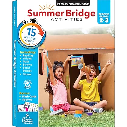 Summer Bridge Activities 2nd to 3rd Grade Workbook, Math, Reading Comprehension, Writing, Science, Social Studies, Fitness Summer Learning Activities, 3rd Grade Workbooks All Subjects With Flash Cards