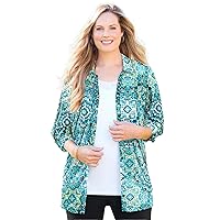Catherines Women's Plus Size The Timeless Blouse - 6X, Deep Teal Tile Paisley