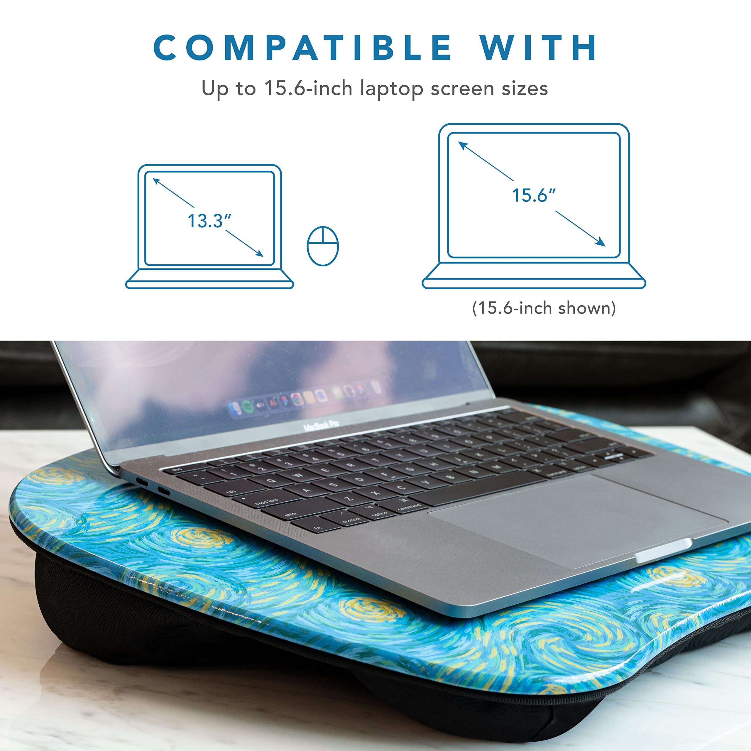 LapGear MyStyle Portable Lap Desk with Cushion - Starry Blue - Fits up to 15.6 Inch Laptops - Style No. 45339