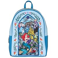 Loungefly The Little Mermaid Stain Glass Mini Backpack, Multicolors, Blue