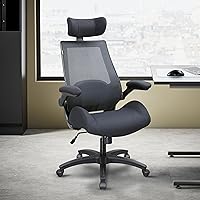 BOLISS 400lbs Ergonomic Mesh Office Chair, High Back Desk Chair - Adjustable Headrest with Flip-Up Arms, Tilt Function, Lumbar Support and Swivel Computer Task Chair-Black