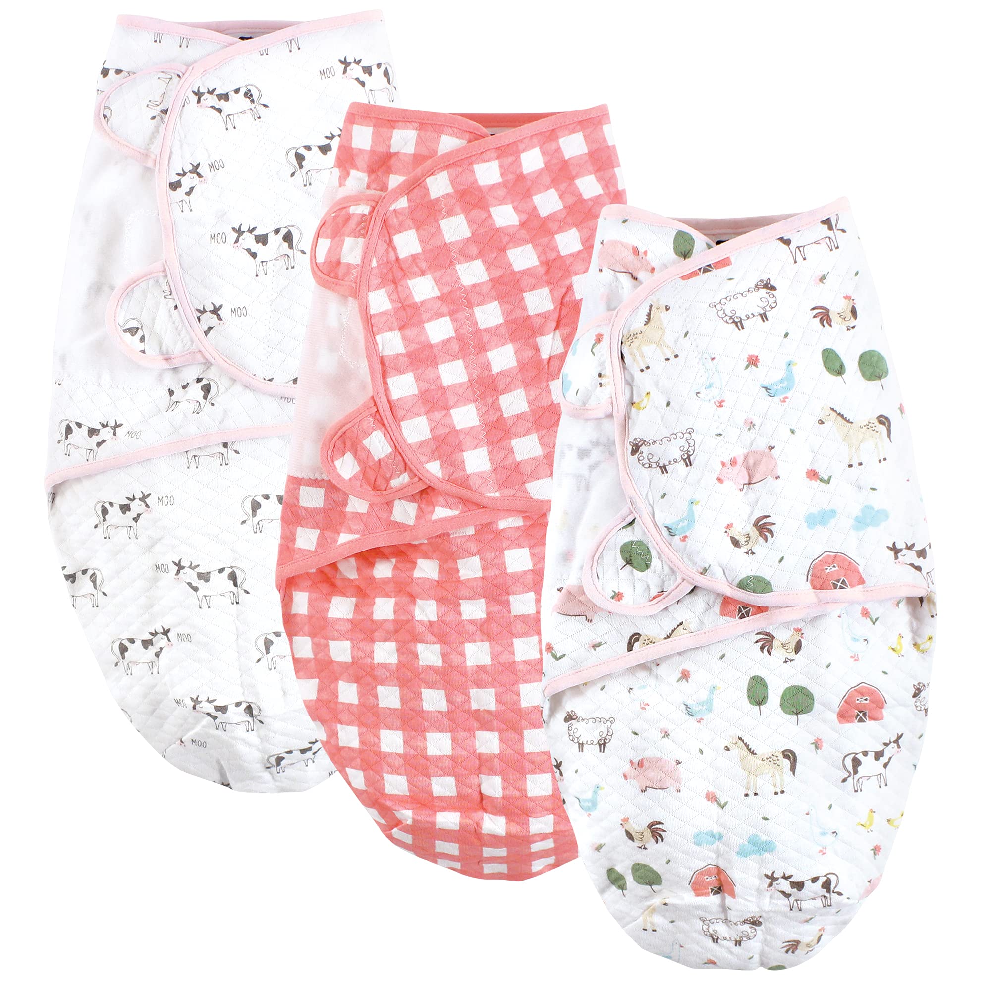 Hudson Baby Unisex Baby Quilted Cotton Swaddle Wrap 3pk