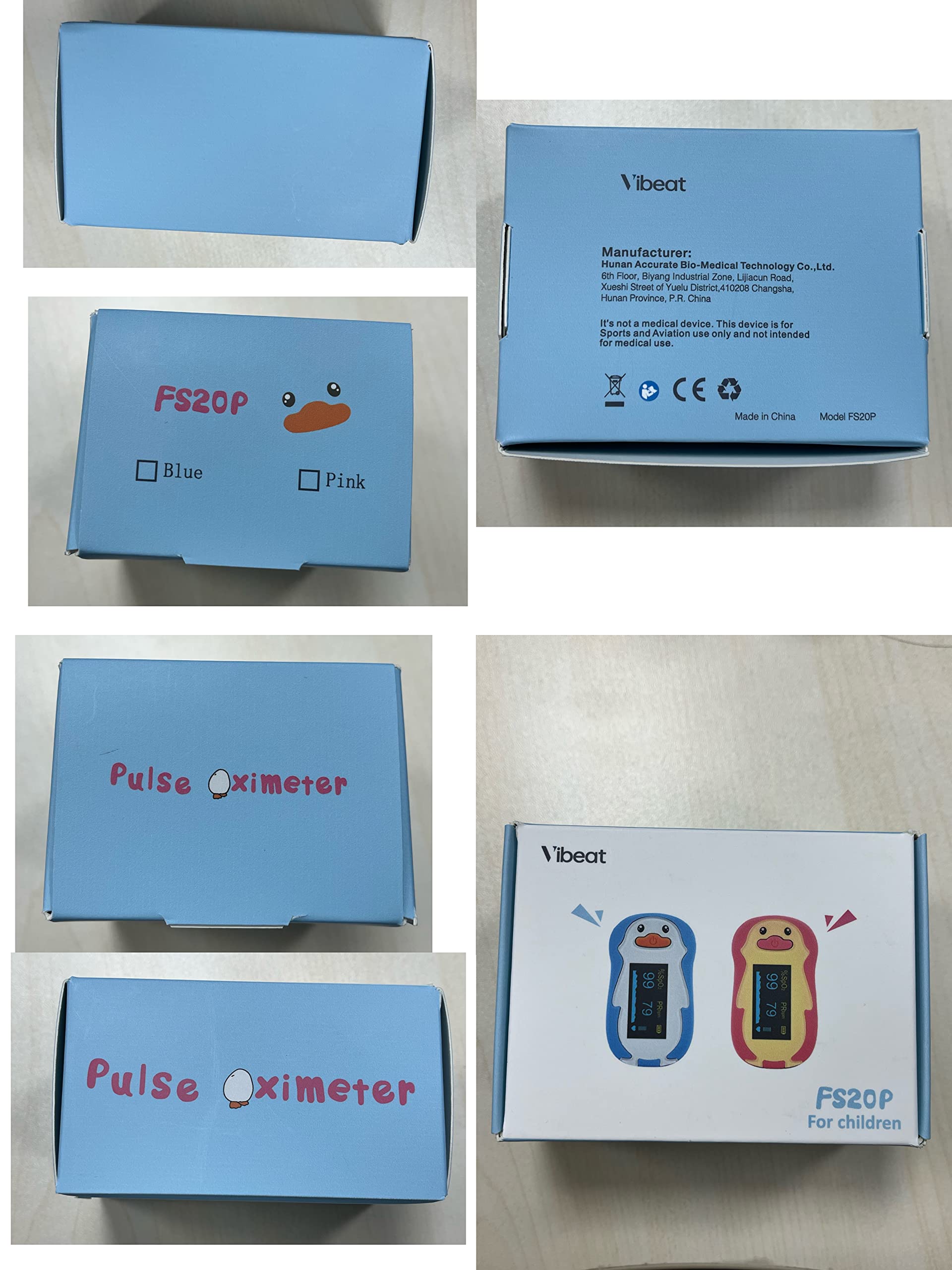 Pulse Oximeter for Kids, Vibeat Fingertip Blood Oxygen Meter with Smart Reminder for Children, Home Oximeter Finger with Pulse, Batteries & Lanyard Included, FSA/HSA Eligible, Blue