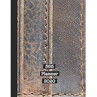 365 Planner 2020: The large professional page per day diary planner for all your organisational requirements - Brown stitched leather effect cover design