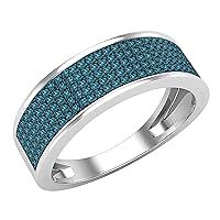 Dazzlingrock Collection 0.35 ctw Round Blue or White Diamond Wedding Band for Men in 925 Sterling Silver