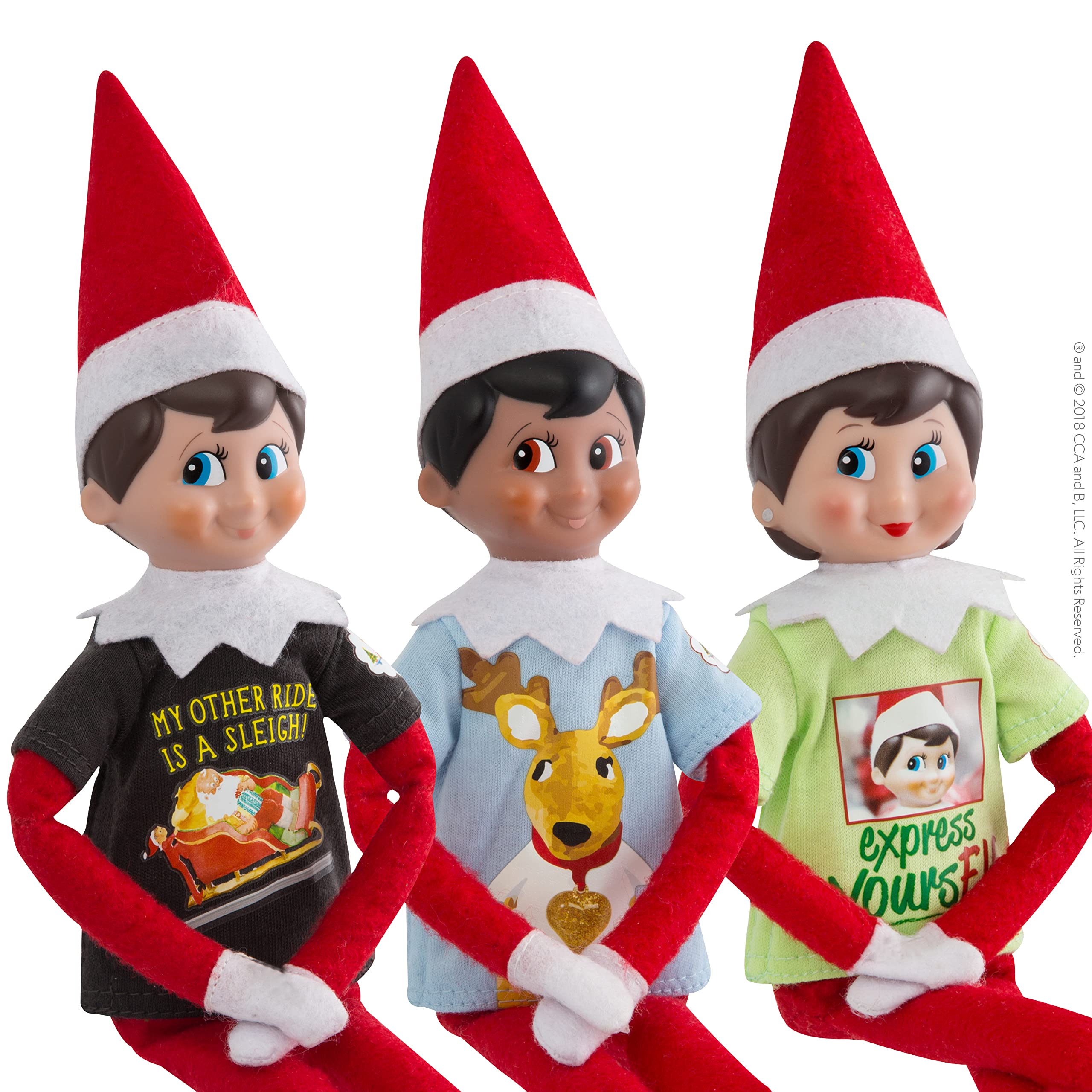 The Elf on the Shelf Clothing Set - 3 Tshirt Value Pack and Carrying Case - Three Stylish Tees For Boy Elf or Girl Elf