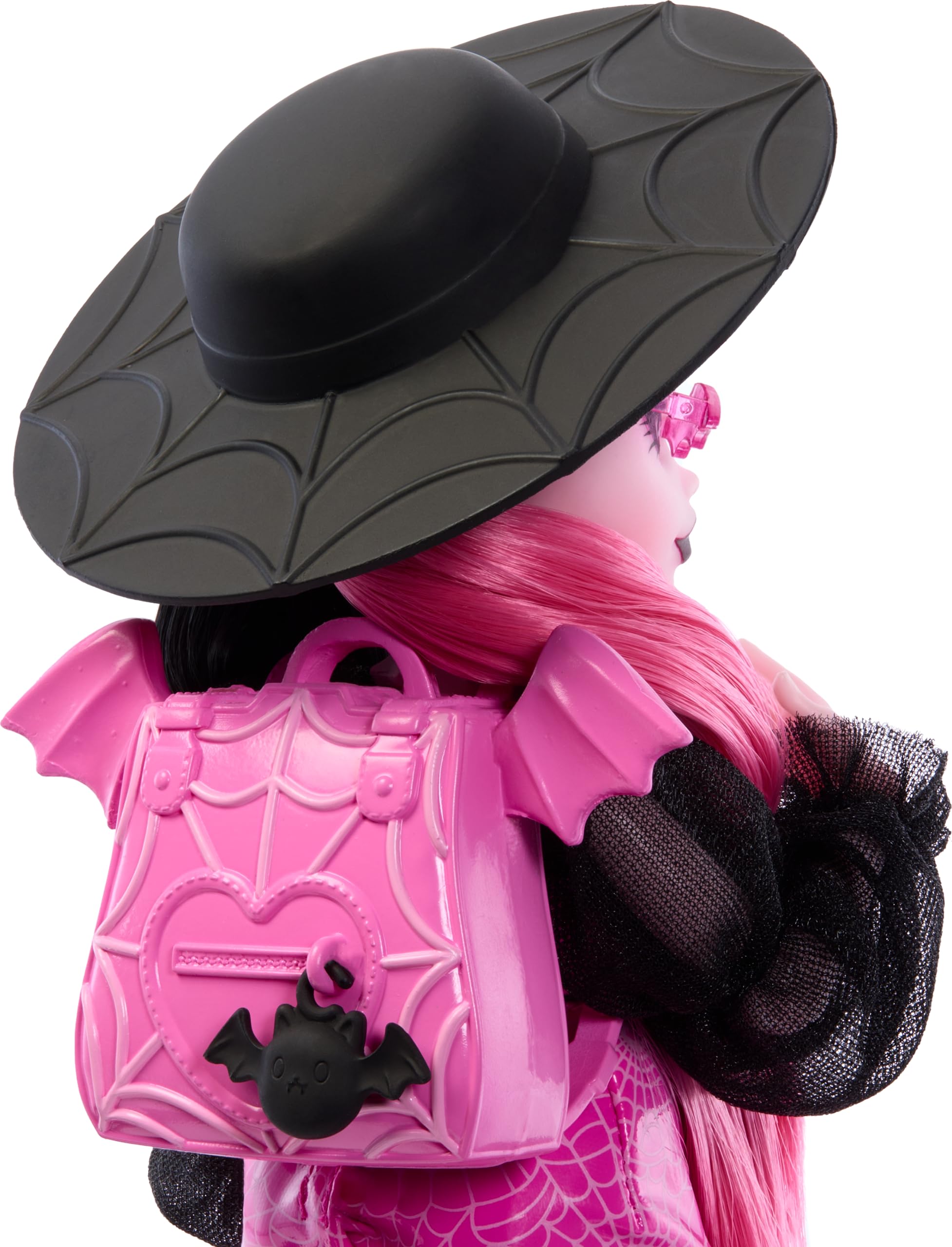 Monster High Draculaura Doll with Pet Bat-Cat Count Fabulous and Accessories like Backpack, Spell Book, Bento Box and More