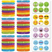 48Pack Mosquito Bracelets Bulk with 72 Pack Smile Mosquito Patches for Kids Adults, Waterproof Adjustbale Mosquito Bracelets for Outdoor and Indoor, DEET Free Citronella Mosquito Wristband