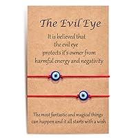 Shonyin Handmade Evil Eye Bracelets Set with Card Red String Bracelet Kabbalah Protection Luck Amulet for Women Men Family Friends