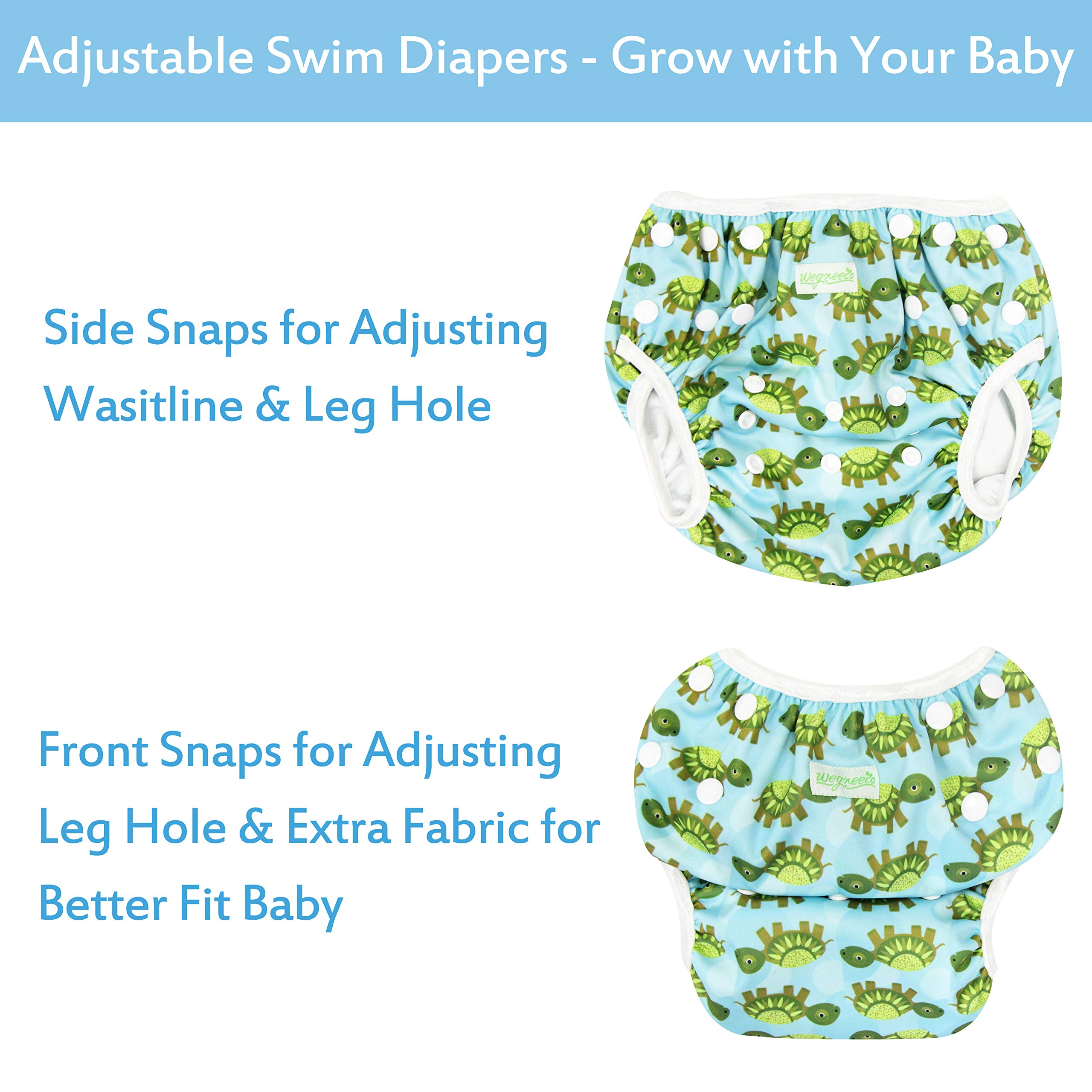 wegreeco Baby & Toddler Snap One Size Adjustable Reusable Baby Swim Diaper (Fruits, Large, 3 Pack)