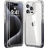 Mkeke for iPhone 15 Pro Max Case, [Not-Yellowing] with 2X Tempered Glass Screen Protector, [Military-Grade Drop Protection] Shockproof Phone Cases for iPhone 15 Pro Max 2023 Black Clear
