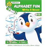 School Zone - Alphabet Fun Write & Reuse Workbook - Ages 4 to 6, Preschool to Kindergarten, Spiral Bound, Write-On Learning, Wipe Clean, Includes Dry Erase Marker (School Zone Write & Reuse Workbook) School Zone - Alphabet Fun Write & Reuse Workbook - Ages 4 to 6, Preschool to Kindergarten, Spiral Bound, Write-On Learning, Wipe Clean, Includes Dry Erase Marker (School Zone Write & Reuse Workbook) Paperback