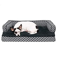 Furhaven Orthopedic Dog Bed for Medium/Small Dogs w/ Removable Bolsters & Washable Cover, For Dogs Up to 35 lbs - Plush & Woven Decor Comfy Couch Sofa - Diamond Gray, Medium