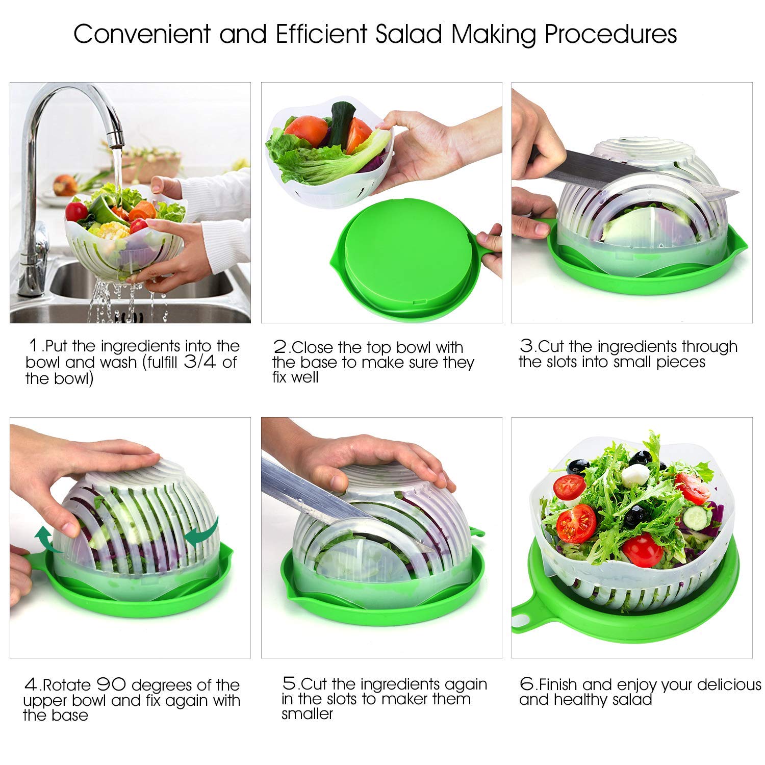 Salad Cutter Bowl 60 Seconds Salad Maker by WEBSUN Easy Fruit Vegetable Cutter Bowl Fast Fresh Salad Slicer Salad Chopper