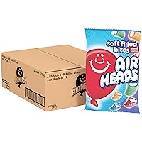 Airheads Candy, Soft Filled Bites, Assorted Flavors, Non Melting, Party, 6oz Bag, Box of 12 Bags