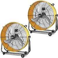 Simple Deluxe 24 Inch Heavy Duty Metal Industrial Drum Fan, 3 Speed Air Circulation for Warehouse, Greenhouse, Workshop, Patio, Factory and Basement