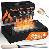 Tabletop Fire Pit [3h Burning Time] - Table Top Firepit Indoor & Outdoor - Smores Maker with 4 Roasting Sticks - Portable Fire Pit with Adjustable Flames - Ethanol Table Top Fire Pit Bowl