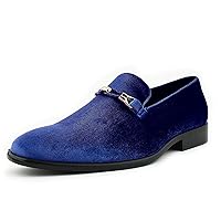 Amali Aller, Mens Casual Shoes - Loafers Men Slip on Shoes - Man Made Velvet Men's Slippers with Metal and Knitted Buckle - Mens Tuxedo Shoes
