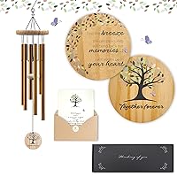 Memorial Wind Chimes, Sympathy Gift for Grieving Hearts for The Loss of a Loved One, 32” Wind Chimes, Premium Aluminum and Natural Wood, Soothing and Relaxing Sounds with Mute Option, Outdoor-Indoor