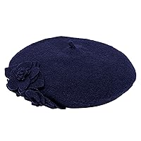 San Diego Hat Company Women's Wool Beret Hat with Self Flowers