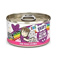 Weruva B.F.F. OMG - Best Feline Friend Oh My Gravy!, Tuna & Beef Belly Rubs with Tuna & Beef, 2.8oz Can (Pack of 12)