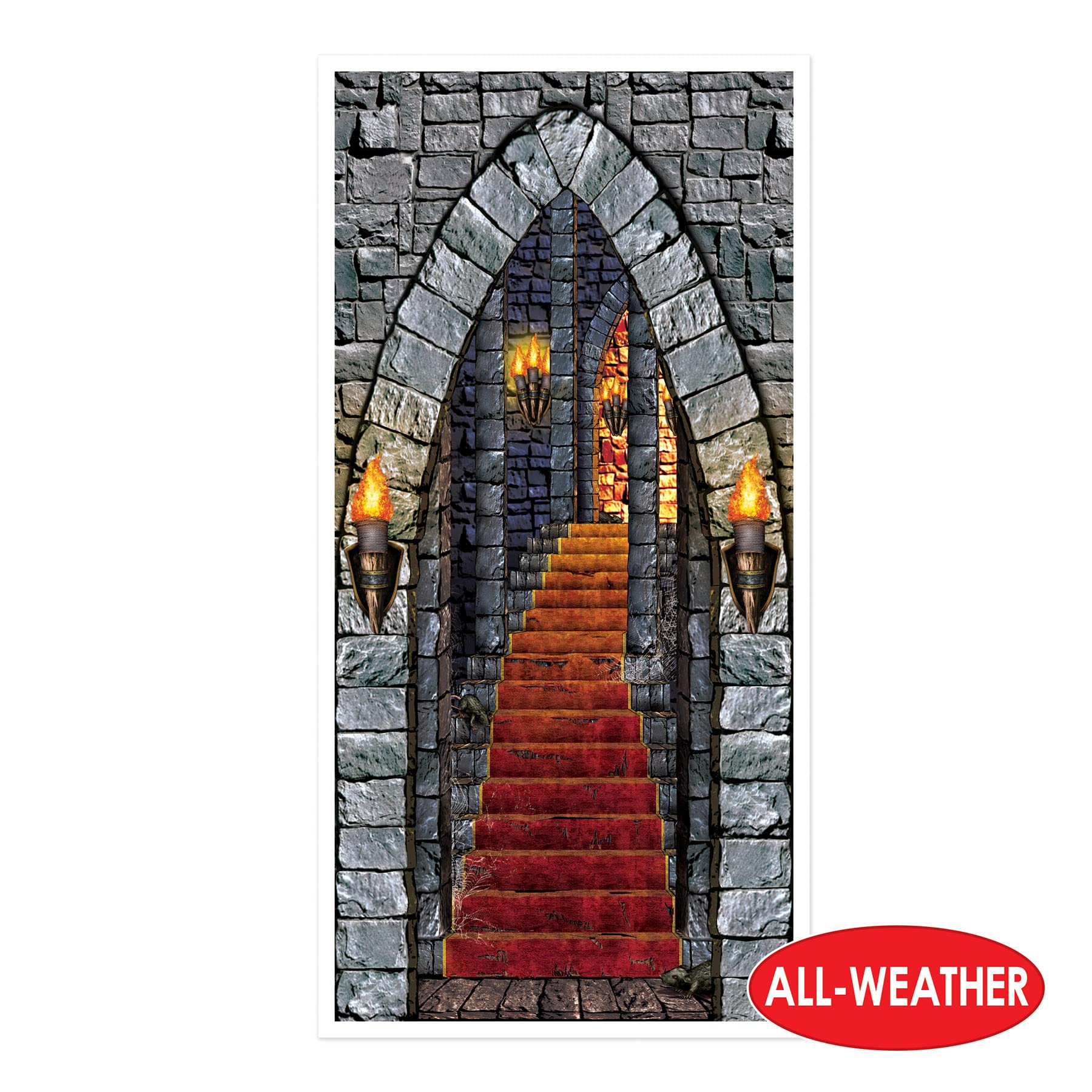 Beistle Indoor/Outdoor Plastic Castle Entrance Door Cover for Medieval Theme Decoration Halloween Party Supplies, 30