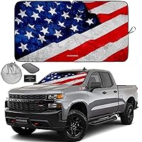 Autoamerics 1-Piece Windshield Sun Shade Grunge American Flag - 4 USA Design - Foldable Car Front Window Sunshade for Most Sedans SUV Truck - Blocks Max UV Rays and Keeps Your Vehicle Cool - Large