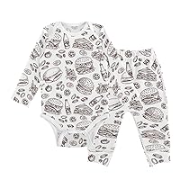 vvfelixl Baby Bodysuits Pants Sets Border Collie Dog Long Sleeve Baby Clothes For Boys Girls 0-24 Months Cow Pattern