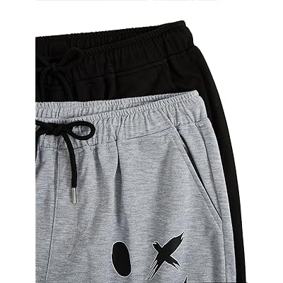 GORGLITTER Men's 2 Piece Cartoon Graphic Joggers Workout Track Pants  Drawstring Waist Sweatpants with Pockets