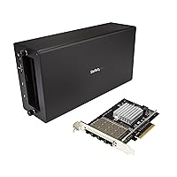 Thunderbolt 3 to 10 Gbe NIC - 4 x Open SFP+ Ports - External PCIe Enclosure - with DisplayPort Monitor Port - Thunderbolt 3 to Ethernet