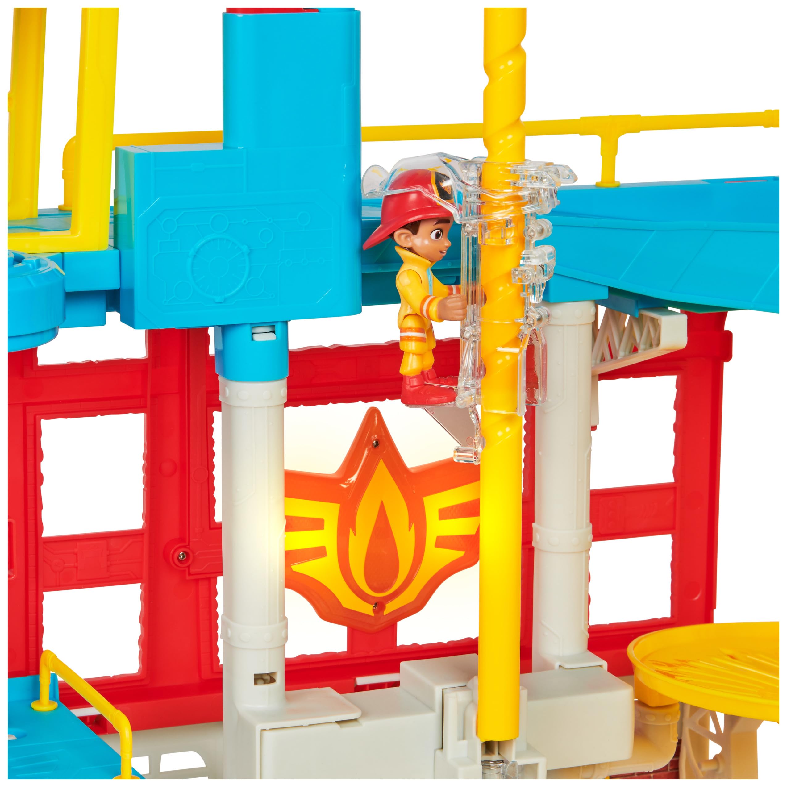 Disney Junior Firebuds HQ Playset with Lights, Sounds, Fire Truck Toy, Action Figure and Vehicle Launcher, Kids Toys for Boys and Girls Ages 3 and Up
