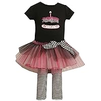 Bonnie Jean Girls 2-6X Knit Bodice with Cake to Tulle Skirt and Knit Capri, Black, 2T - 4T