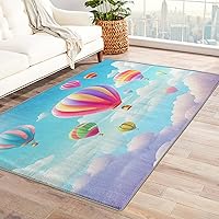 Hot Air Balloon Rug 6x8 ft, Nursery Area Rug, Cute Rugs for Living Room Bedroom, Hot Air Balloon Carpet, Kids Room Decor for Boys Girls, Washable Non Slip Soft Low Pile Indoor Area Rugs