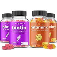 NutraChamps Biotin Gummies (2 Pack) and Vitamin C Gummies (2 Pack) 4 Pack Bundle