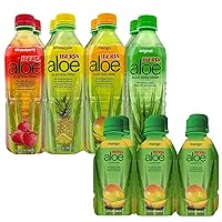 Iberia Aloe Vera Drink with Pulp, Variety Pack, 16.9 fl oz (Pack of 8) + Mango 9.5 fl oz (Pack of 6)