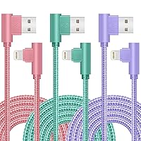 iPhone Charger, Apple MFi Certified 3Pack 6FT Lightning Cable, 90 Degree Fast Charging Cables Cord Compatible for 14/13 mini/13/12/11 Pro MAX/XR/XS/8/7/Plus/6S/SE/iPad
