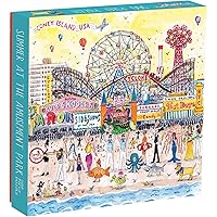 Galison Michael Storrings 500 Piece Jigsaw Puzzle for Families, Summer at The Amusement Park Scene, Great Family Puzzle to Enjoy Together