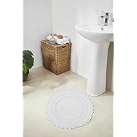 Better Trends Lilly Crochet Round Bathroom Rug & Absorbent Bathroom Mat, Reversible Bathroom Rugs, Bath mats for Bathroom, 100% Cotton Bathmats Washable - 24