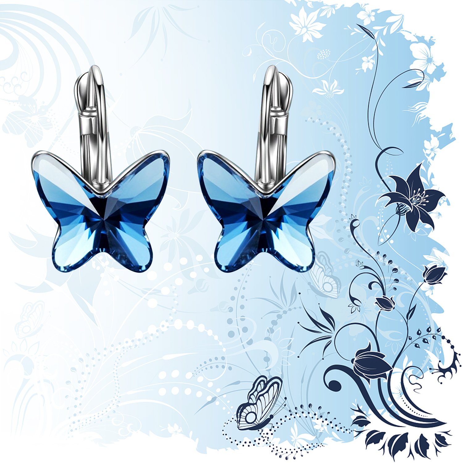 Brilla Women's Butterfly Hoop Earrings Stud Jewelry with Swarovski Crystals