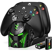 DINOSTRIKE Xbox Charger Battery Pack with 2x5520mWh Rechargeable Battery for Xbox Series X/S/One/Elite Controller,Charging Dock for Xbox One Controller Battery Pack with 4 Covers-Xbox Accessories