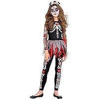 Amscan Scared To The Bone Costume For Kids - Medium (8-10)- Premium 100% Cotton, Perfect For Halloween & Day of the Dead Themed Parties - 1 Set