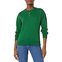 Amazon Essentials Women's Relaxed-Fit Henley Fleece Sweatshirt (Available in Plus Size)