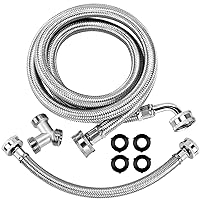 4FT Premium Steam Dryer Hose Installation Kit by Beaquicy - Include 4 Foot Stainless Steel Hoses,1 Foot Inlet Adapter Hose and Brass Y Connector