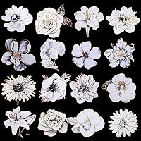 120 Pcs Large Size Holographic Floral Sticker Glitter Shiny Floral Stickers Black and White Flower Stickers for Scrapbook Phone Case Planner