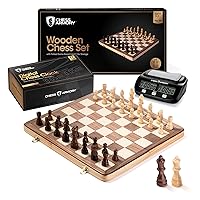 Chess Armory 15 inch Wooden Chess Set and Chess Clock Bundle for Kids and Adults