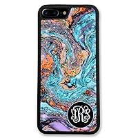 iPhone 7, Phone Case Compatible with iPhone 7 [4.7 inch] Marble Water Color Monogram Monogrammed Personalized [Protective Case] IP7 Black